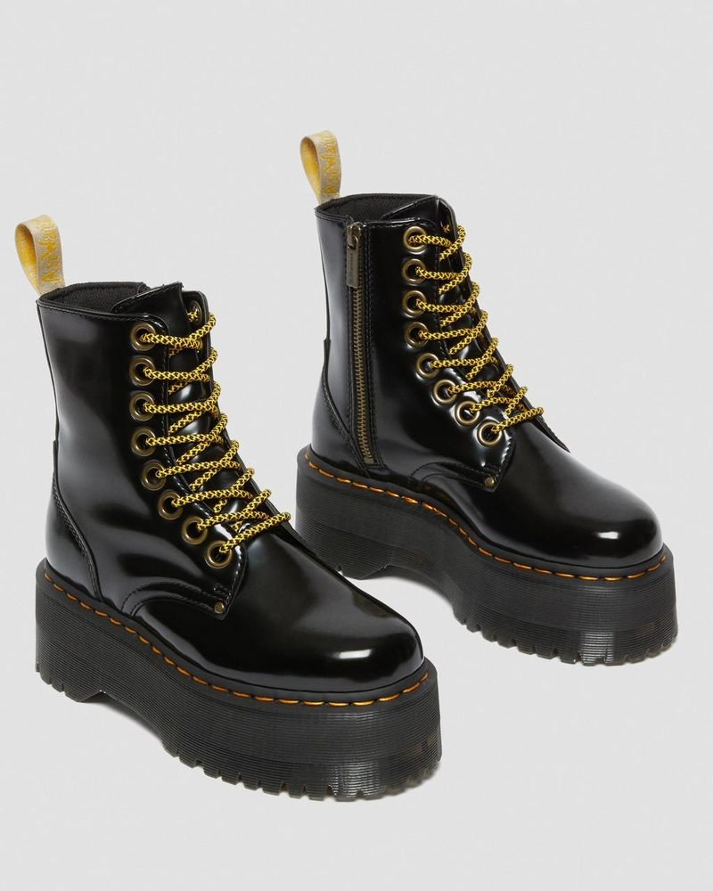 Dr Martin Martens Vegan Jadon Boot Max Platforms (Oxford) Platforms Boots Black | SR33-N3VA