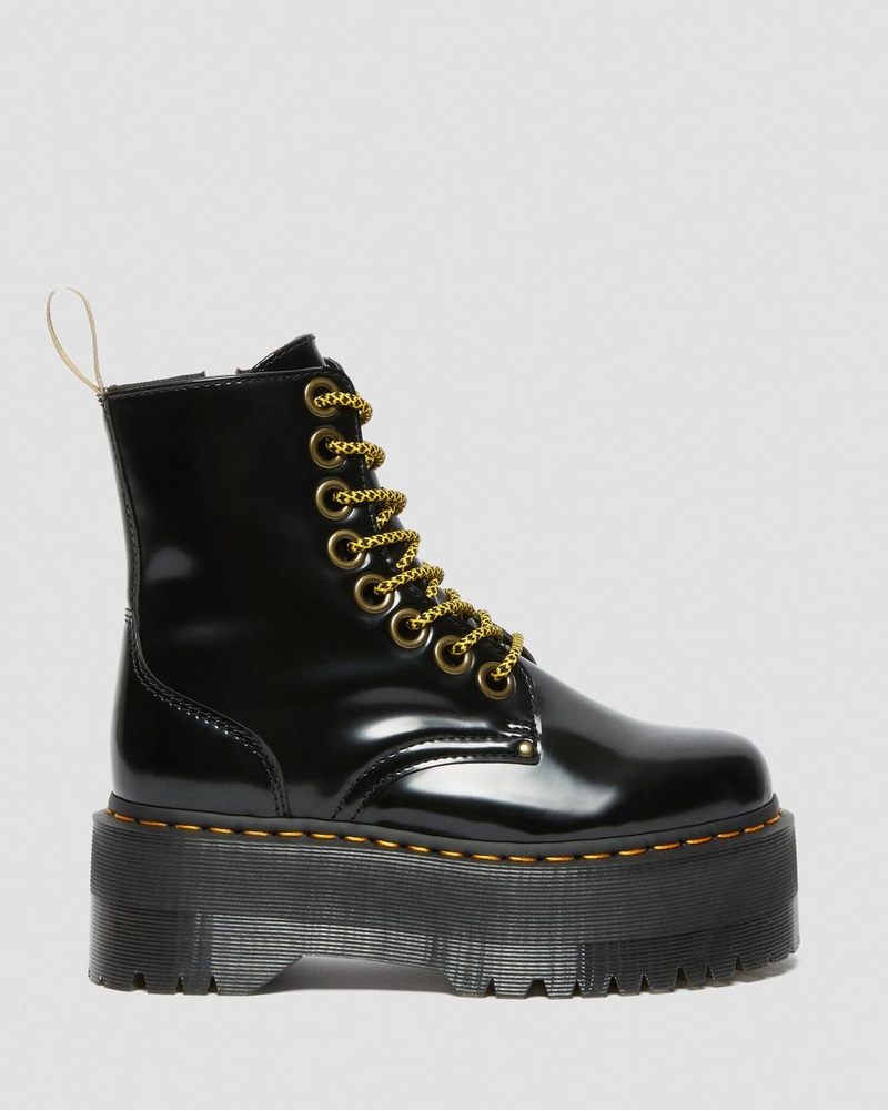 Dr Martin Martens Vegan Jadon Boot Max Platforms (Oxford) Platforms Boots Black | SR33-N3VA