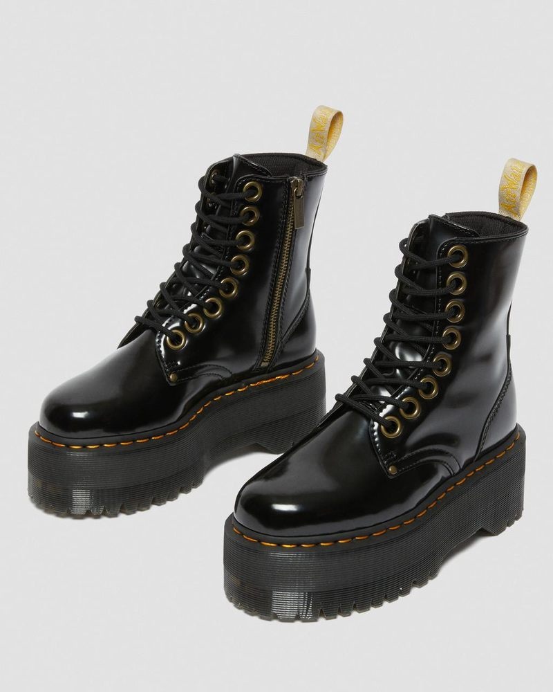 Dr Martin Martens Vegan Jadon Boot Max Platforms (Oxford) Platforms Boots Black | SR33-N3VA