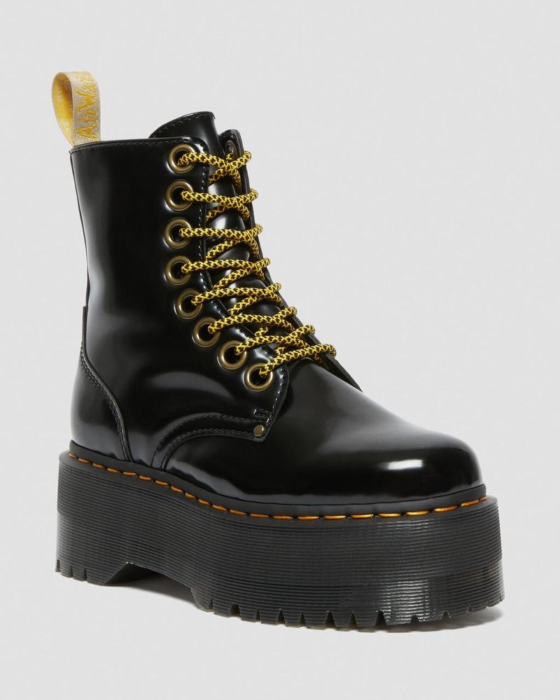 Dr Martin Martens Vegan Jadon Boot Max Platforms (Oxford) Platforms Boots Black | SR33-N3VA