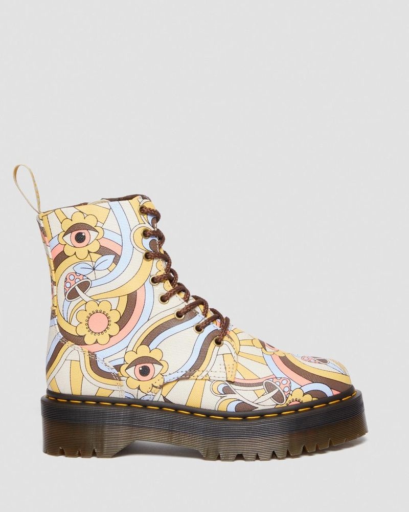 Dr Martin Martens Vegan Jadon Boot Retro Canvas Platforms (Canvas) Platforms Boots Retro Ray | US11-X6HQ