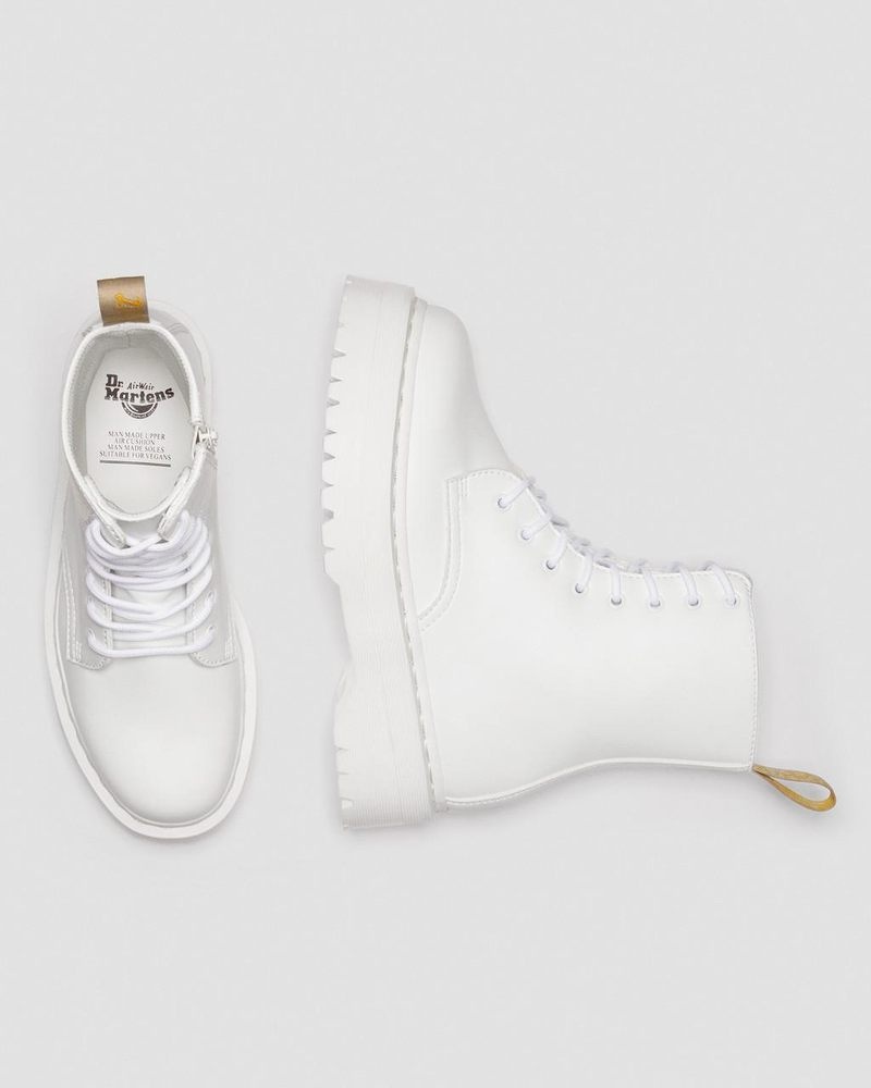 Dr Martin Martens Vegan Jadon II Boot Kemble Mono Platforms (Kemble) Platforms Boots White | YR23-O7IV