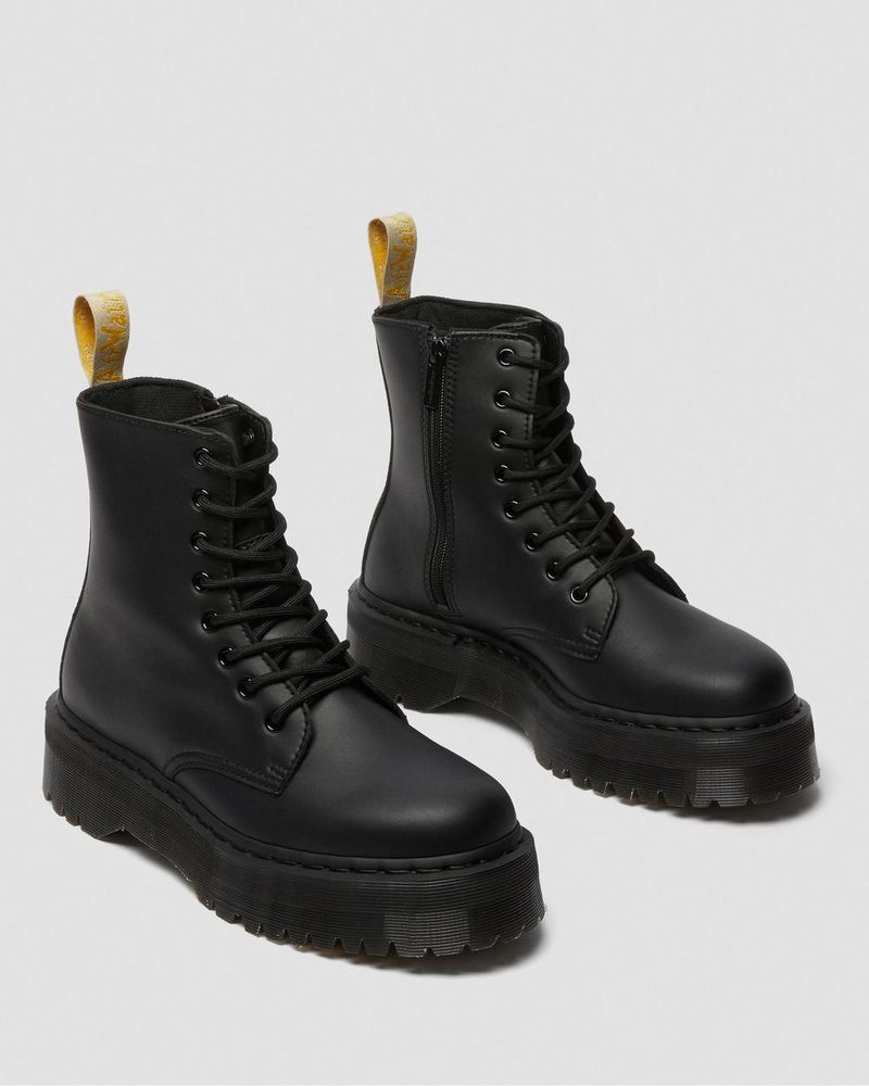 Dr Martin Martens Vegan Jadon II Boot Mono Platforms (Felix Rub Off) Platforms Boots Black | HN04-K2OZ