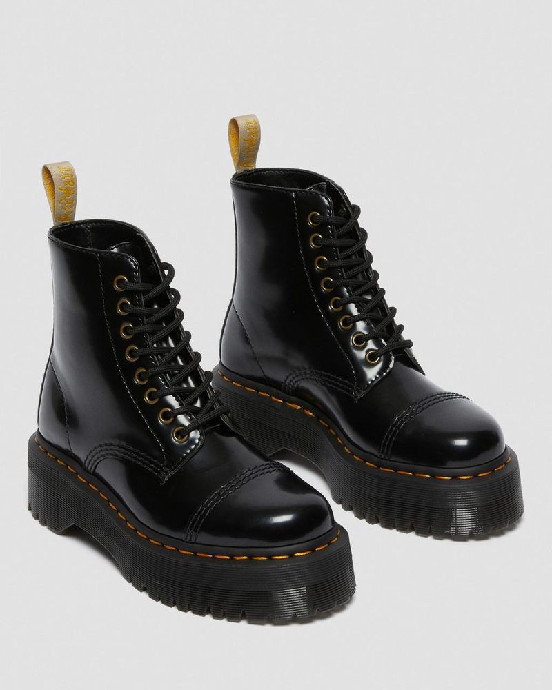 Dr Martin Martens Vegan Sinclair Platform Boots (Oxford) Platforms Boots Black | UZ59-Y2LZ