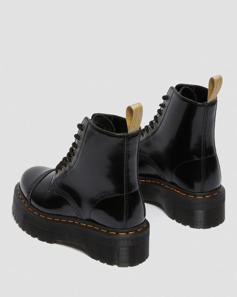 Dr Martin Martens Vegan Sinclair Platform Boots (Oxford) Platforms Boots Black | UZ59-Y2LZ