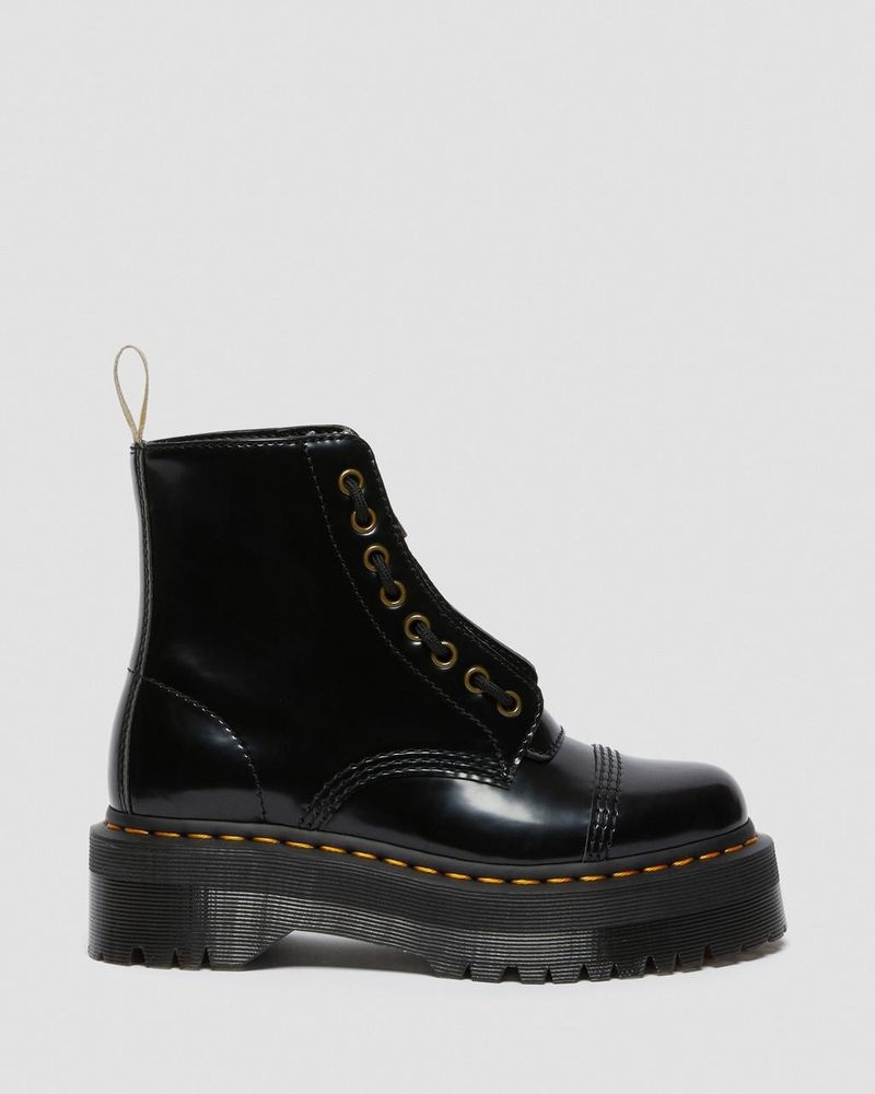 Dr Martin Martens Vegan Sinclair Platform Boots (Oxford) Platforms Boots Black | UZ59-Y2LZ