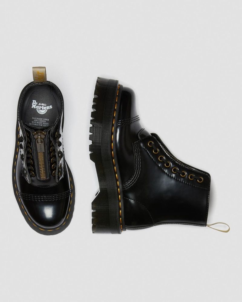 Dr Martin Martens Vegan Sinclair Platform Boots (Oxford) Platforms Boots Black | UZ59-Y2LZ