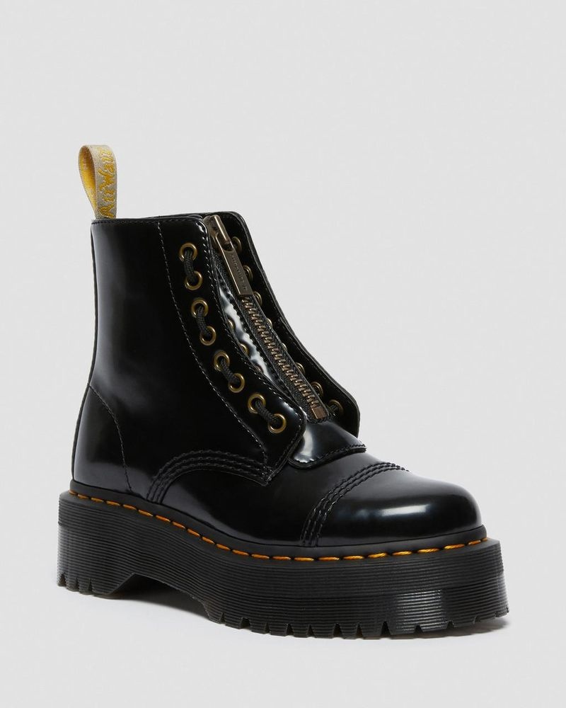 Dr Martin Martens Vegan Sinclair Platform Boots (Oxford) Platforms Boots Black | UZ59-Y2LZ