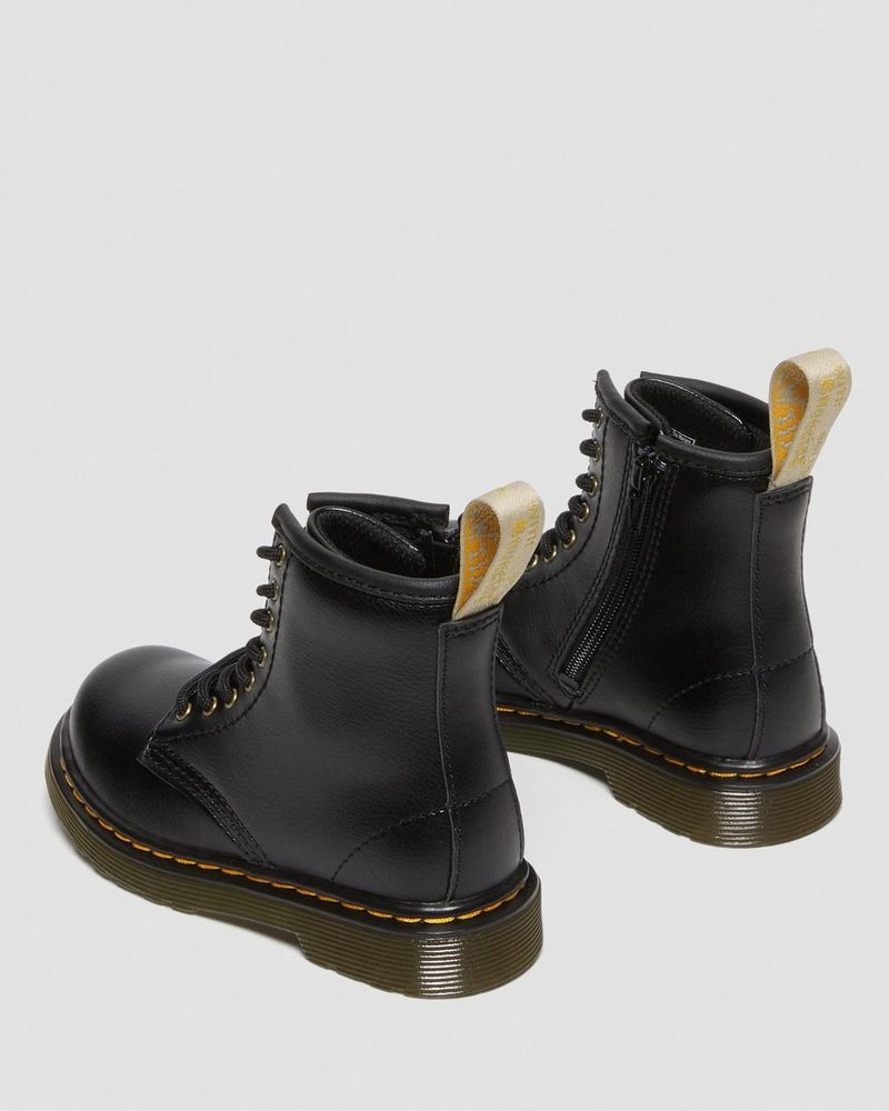 Dr Martin Martens Vegan Toddler 1460 Lace Up Boots (Newbury Tumble) Boots Black | JG11-N6BV