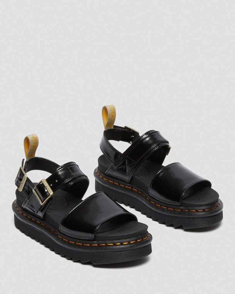 Dr Martin Martens Vegan Voss Strap Sandals (Oxford) Sandals Black | CT16-Y5JV