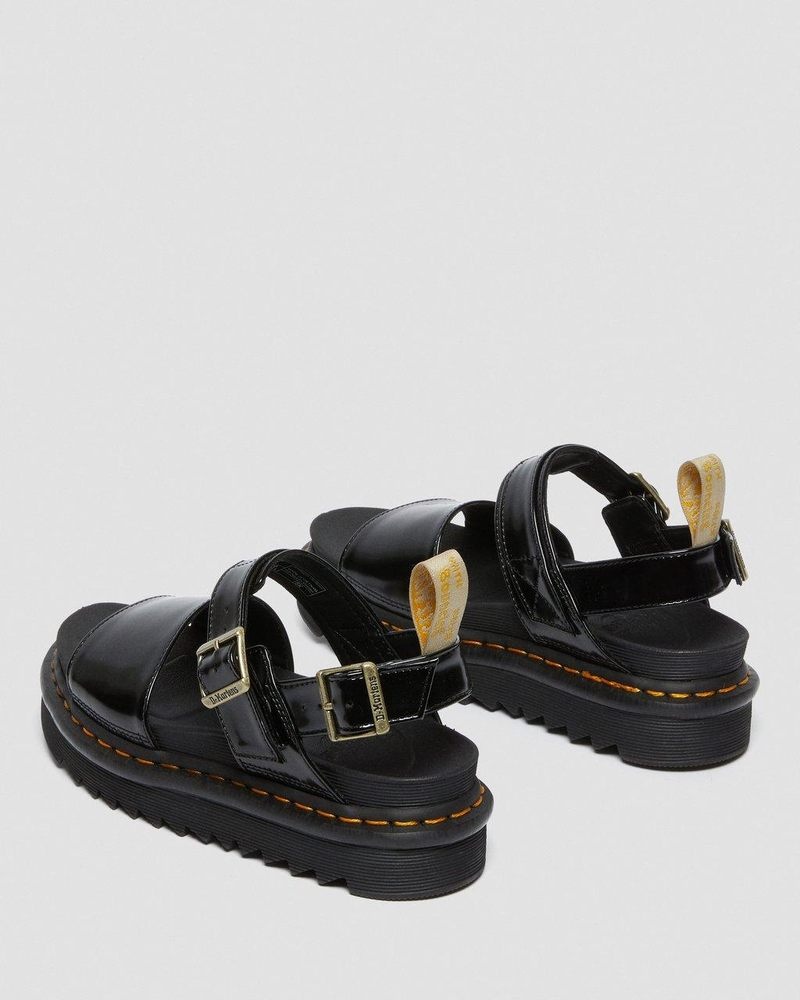 Dr Martin Martens Vegan Voss Strap Sandals (Oxford) Sandals Black | CT16-Y5JV