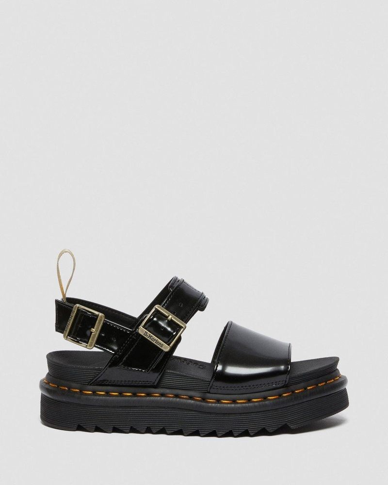 Dr Martin Martens Vegan Voss Strap Sandals (Oxford) Sandals Black | CT16-Y5JV