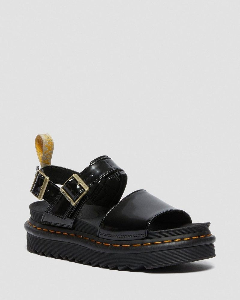 Dr Martin Martens Vegan Voss Strap Sandals (Oxford) Sandals Black | CT16-Y5JV