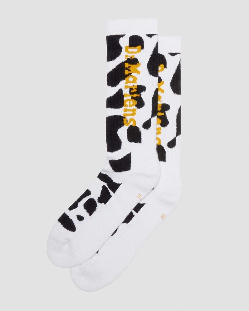 Dr Martin Martens Vertical Logo Cow Print Cotton Blend Socks (Cotton Blend) Socks Black+White | JN44-Z7AN