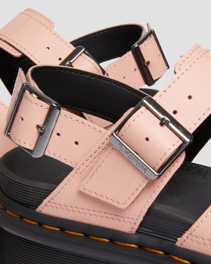 Dr Martin Martens Voss II Athena Leather Strap Platform Sandals (Athena) Platforms Sandals Peach Beige | ZE87-C5ST