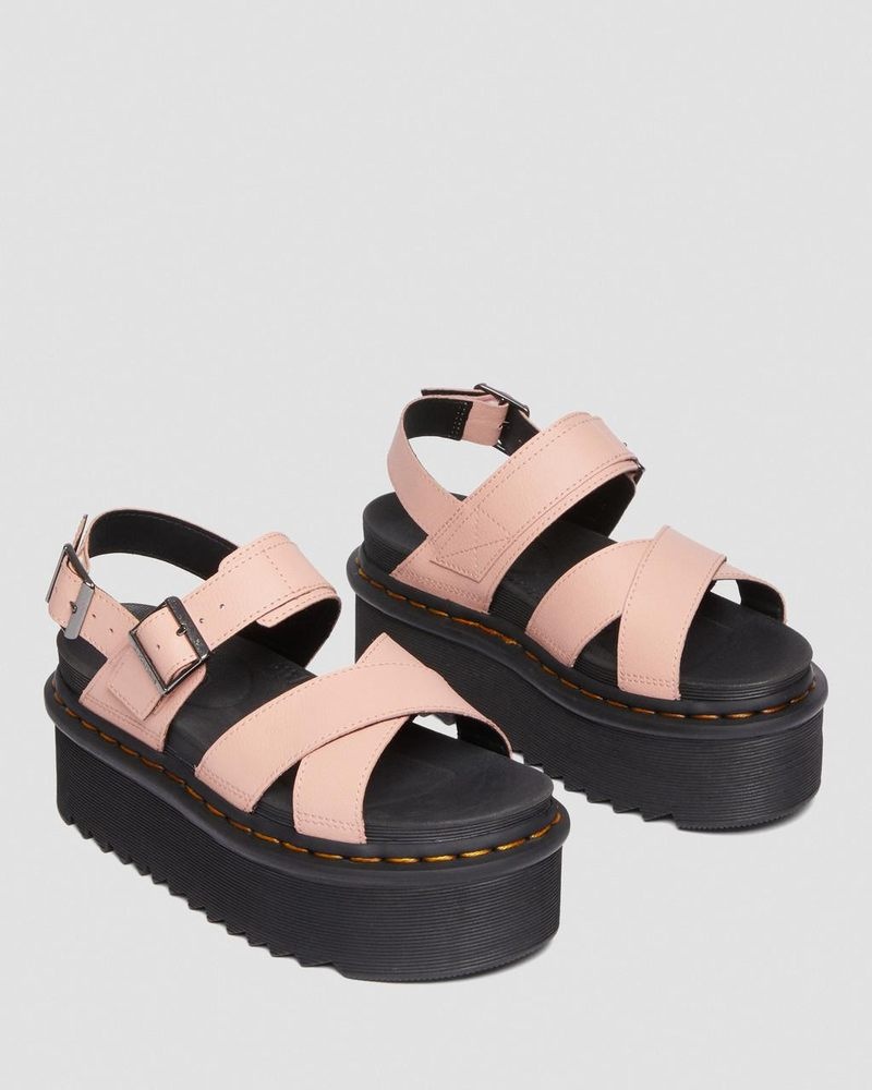 Dr Martin Martens Voss II Athena Leather Strap Platform Sandals (Athena) Platforms Sandals Peach Beige | ZE87-C5ST