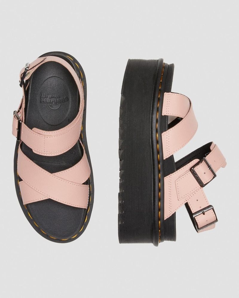 Dr Martin Martens Voss II Athena Leather Strap Platform Sandals (Athena) Platforms Sandals Peach Beige | ZE87-C5ST