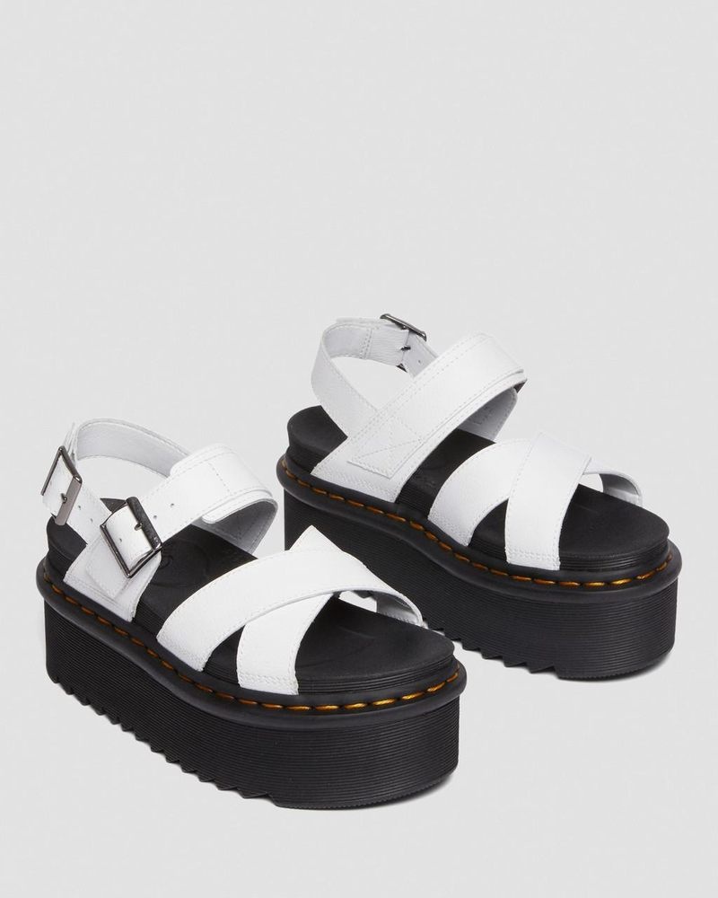 Dr Martin Martens Voss II Athena Leather Strap Platform Sandals (Athena) Platforms Sandals White | GX41-K9BW