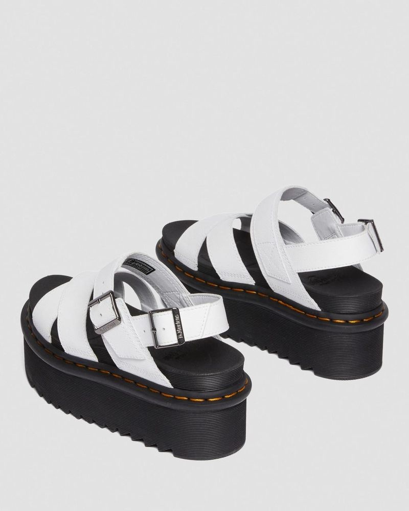 Dr Martin Martens Voss II Athena Leather Strap Platform Sandals (Athena) Platforms Sandals White | GX41-K9BW