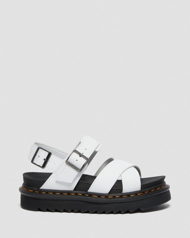 Dr Martin Martens Voss II - Leather Strap Sandals (Hydro Leather) Platforms Sandals White | MG08-P4WB