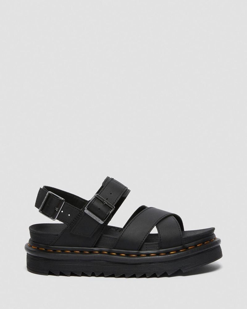 Dr Martin Martens Voss II - Leather Strap Sandals (Hydro Leather) Platforms Sandals Black | BA53-H4LC