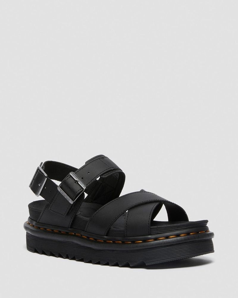 Dr Martin Martens Voss II - Leather Strap Sandals (Hydro Leather) Platforms Sandals Black | BA53-H4LC