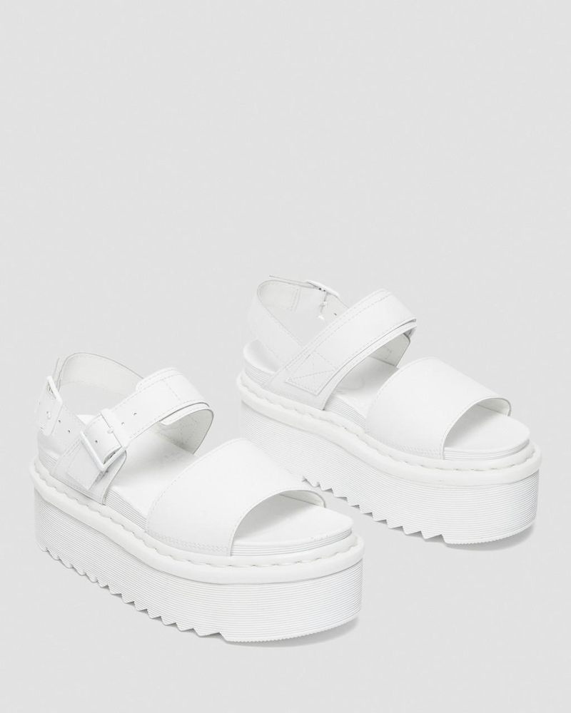 Dr Martin Martens Voss Mono Leather Platform Strap Sandals (Hydro Leather) Platforms Sandals White | MD61-O8WR