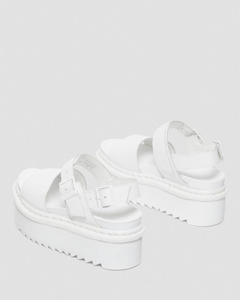 Dr Martin Martens Voss Mono Leather Platform Strap Sandals (Hydro Leather) Platforms Sandals White | MD61-O8WR