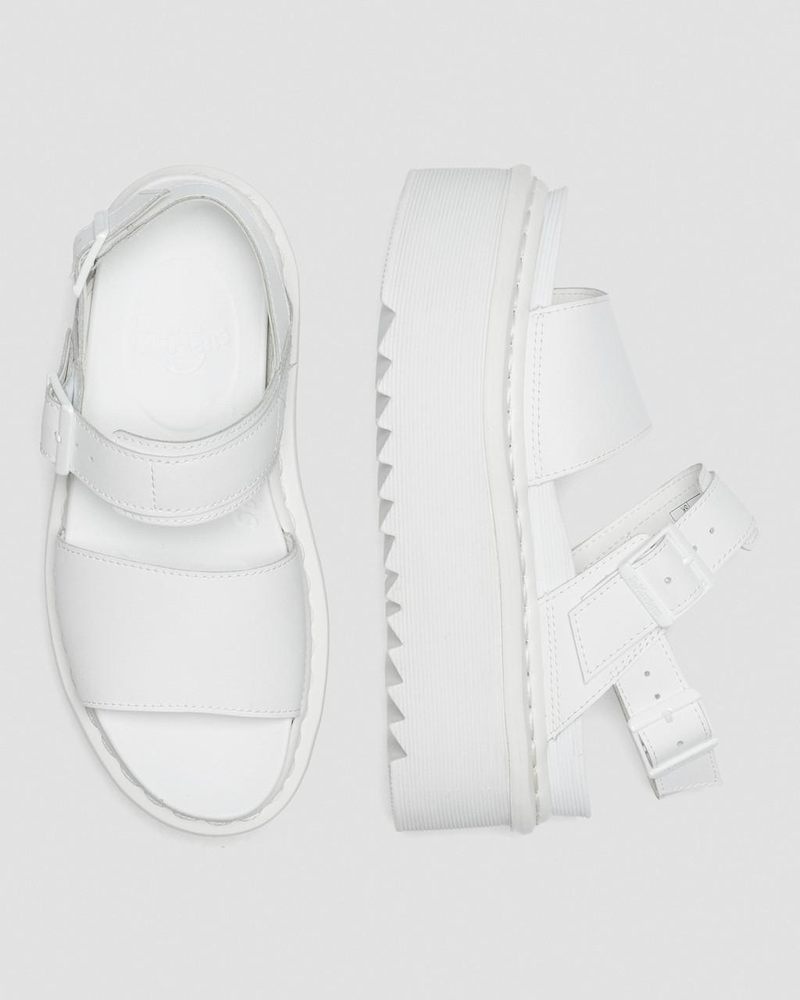 Dr Martin Martens Voss Mono Leather Platform Strap Sandals (Hydro Leather) Platforms Sandals White | MD61-O8WR