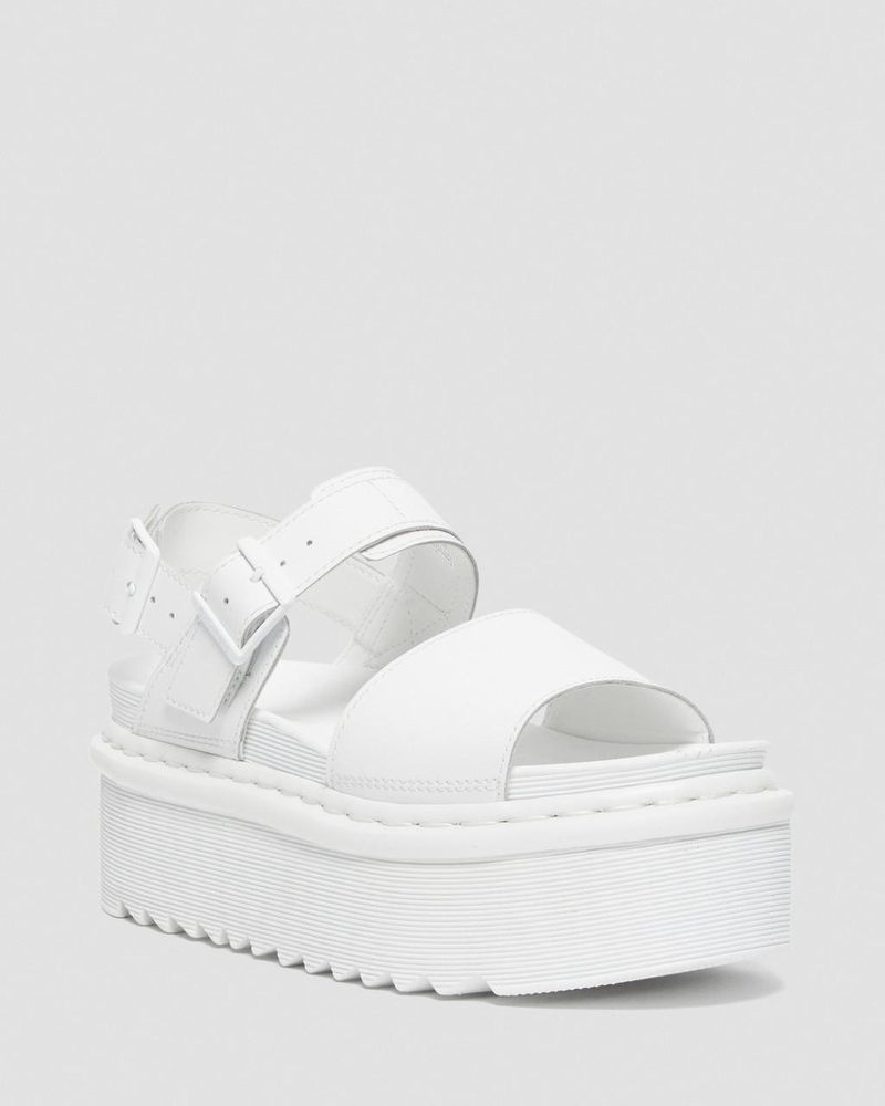 Dr Martin Martens Voss Mono Leather Platform Strap Sandals (Hydro Leather) Platforms Sandals White | MD61-O8WR