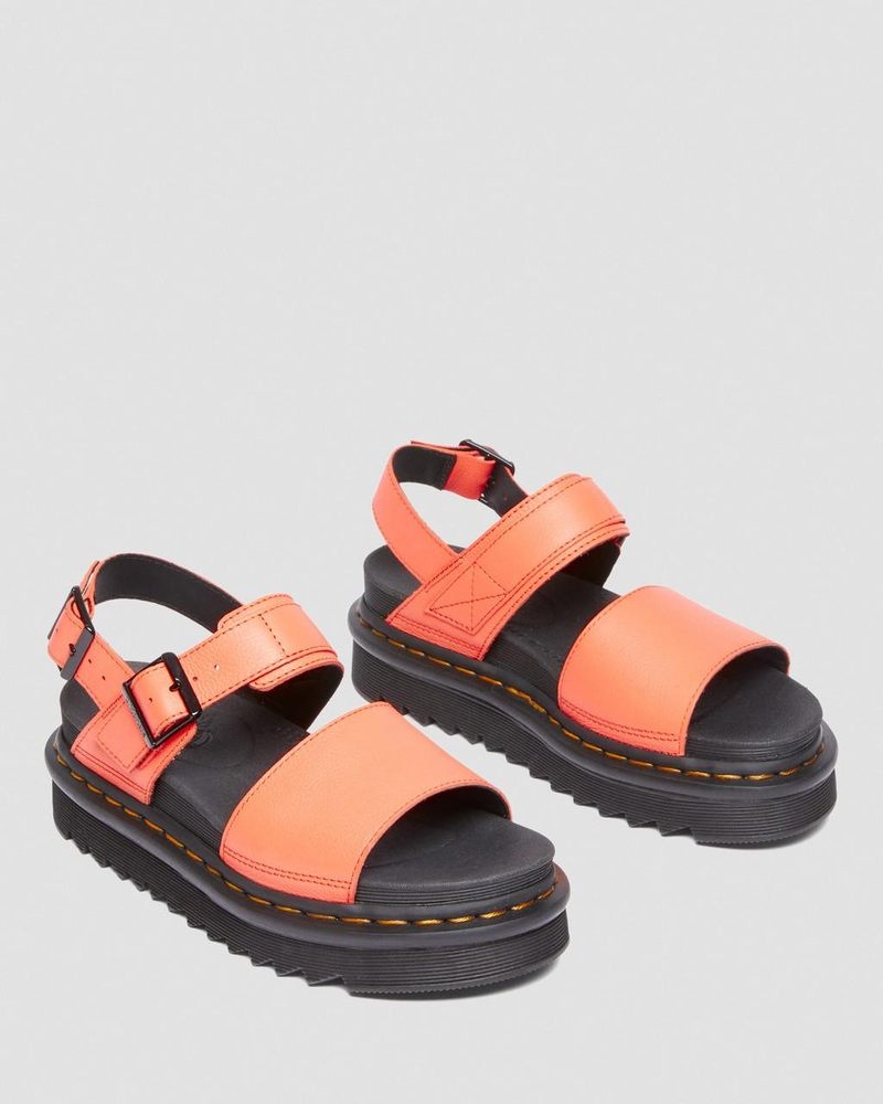 Dr Martin Martens Voss Pisa Leather Strap Sandals (Pisa) Platforms Sandals Coral | UM41-Z9AP