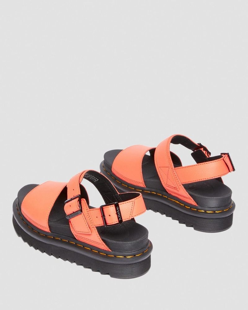 Dr Martin Martens Voss Pisa Leather Strap Sandals (Pisa) Platforms Sandals Coral | UM41-Z9AP