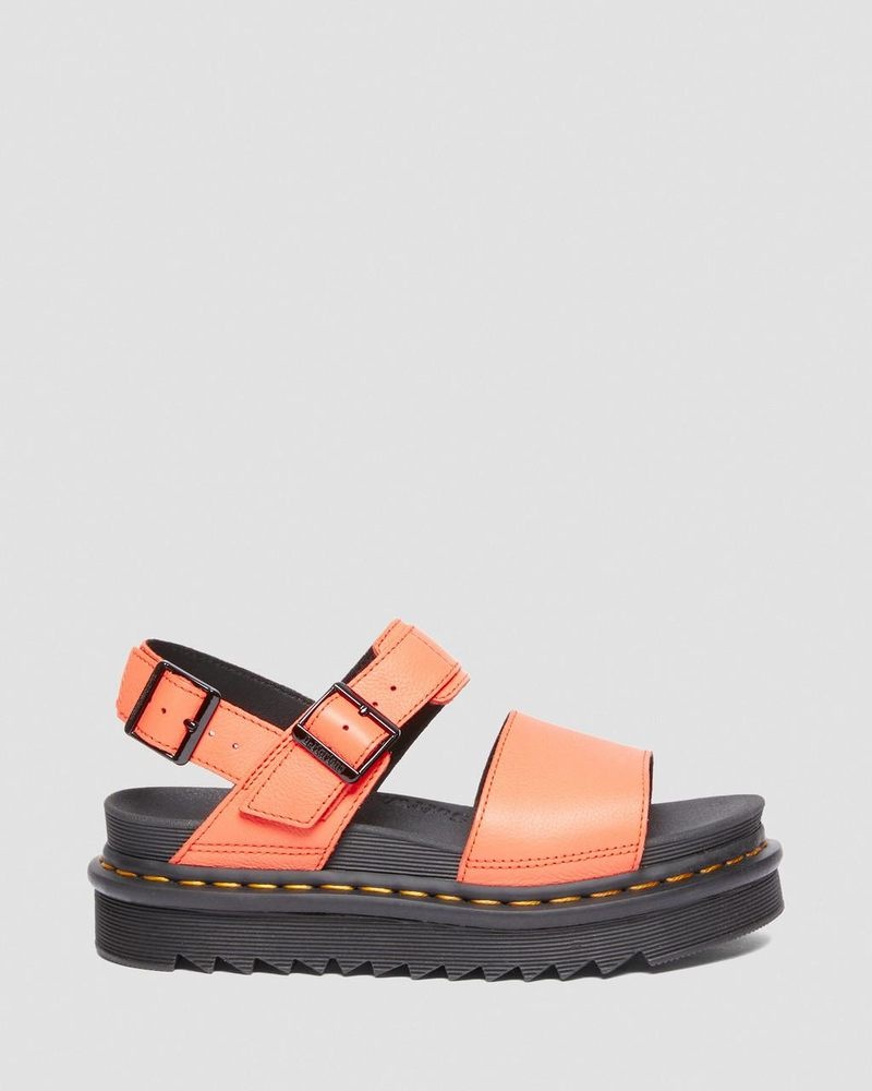 Dr Martin Martens Voss Pisa Leather Strap Sandals (Pisa) Platforms Sandals Coral | UM41-Z9AP