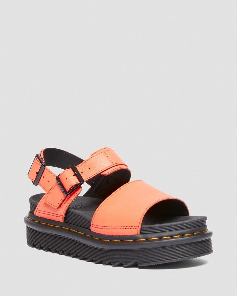 Dr Martin Martens Voss Pisa Leather Strap Sandals (Pisa) Platforms Sandals Coral | UM41-Z9AP