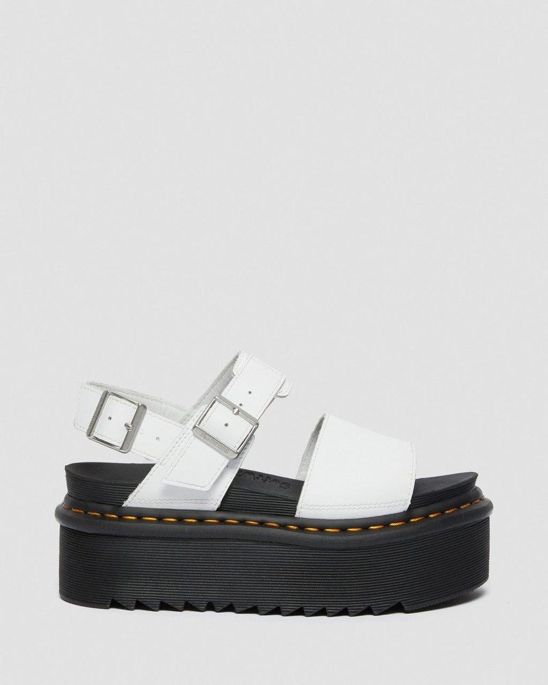 Dr Martin Martens Voss - Leather Strap Platform Sandals (Hydro Leather) Platforms Sandals White | FR24-V7CK