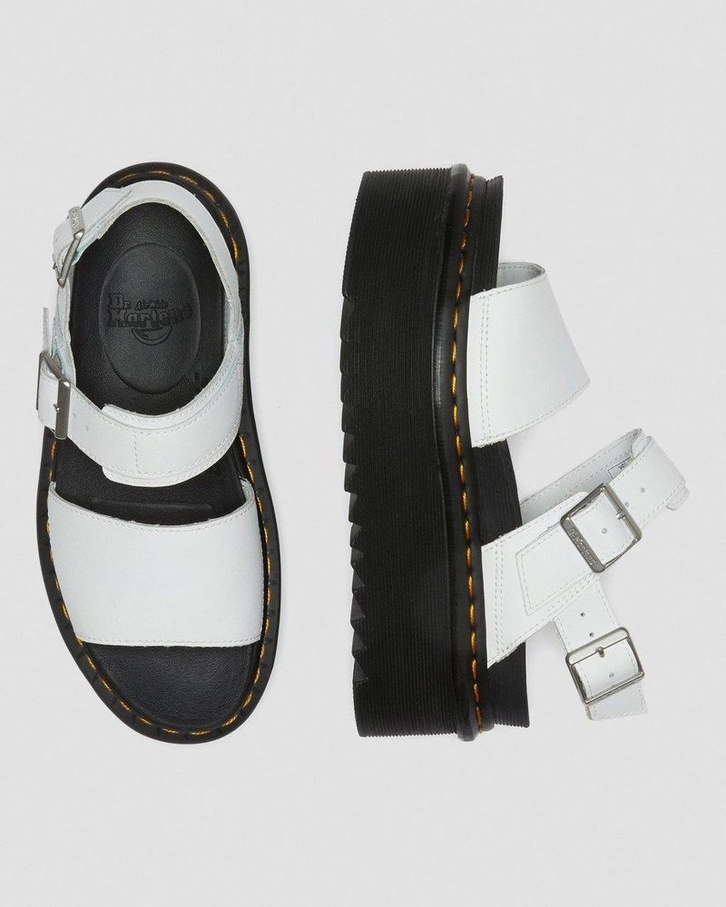 Dr Martin Martens Voss - Leather Strap Platform Sandals (Hydro Leather) Platforms Sandals White | FR24-V7CK