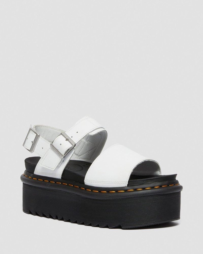 Dr Martin Martens Voss - Leather Strap Platform Sandals (Hydro Leather) Platforms Sandals White | FR24-V7CK