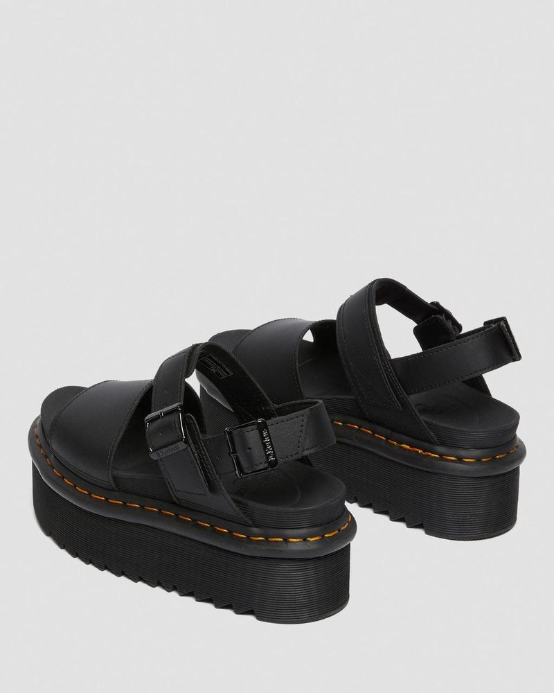 Dr Martin Martens Voss - Leather Strap Platform Sandals (Hydro Leather) Platforms Sandals Black | WW59-U0EW