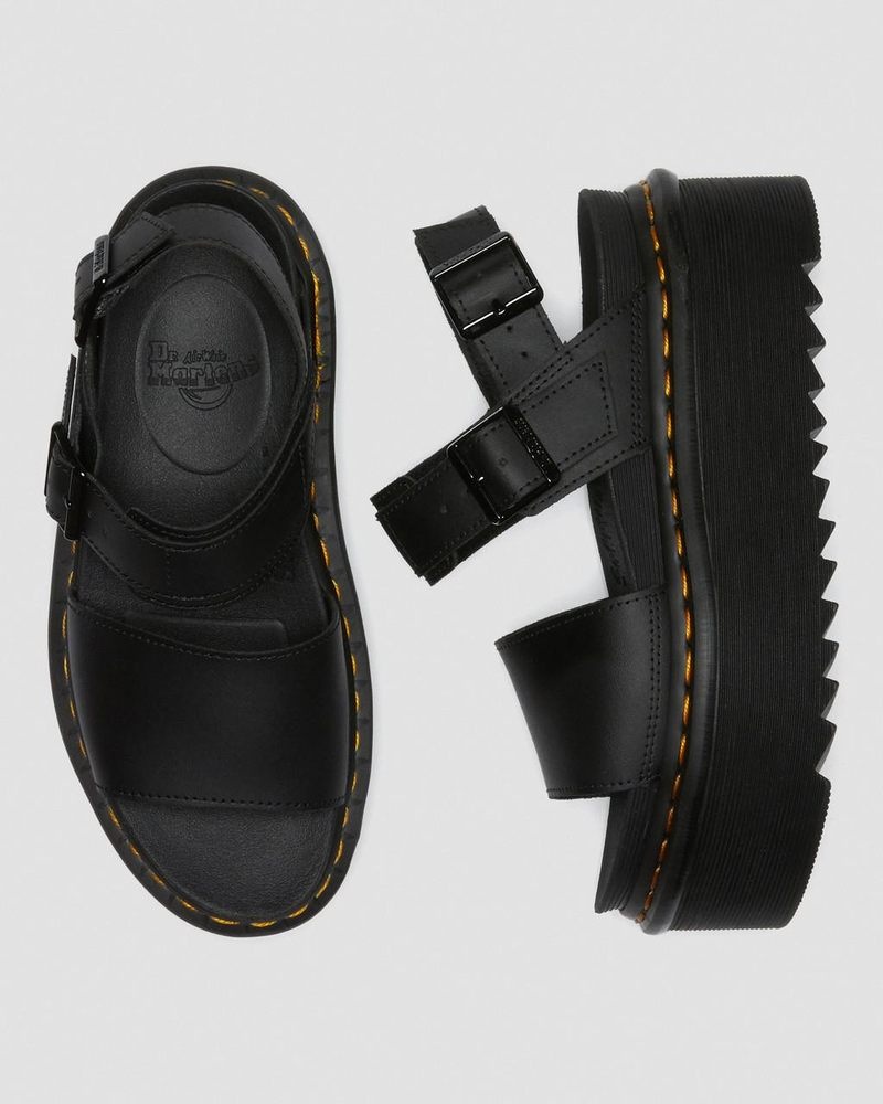 Dr Martin Martens Voss - Leather Strap Platform Sandals (Hydro Leather) Platforms Sandals Black | WW59-U0EW