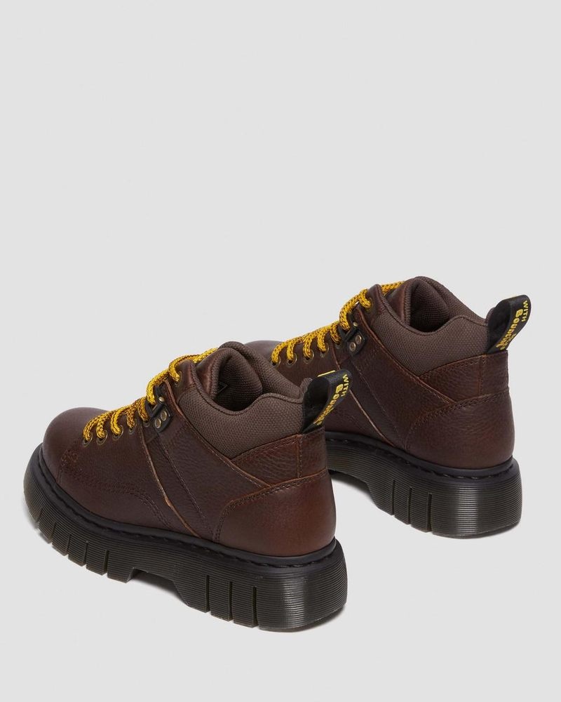 Dr Martin Martens Woodard Grizzly Leather Low Casual Boots (Grizzly) Platforms Boots Dark Brown | LQ53-S6PY