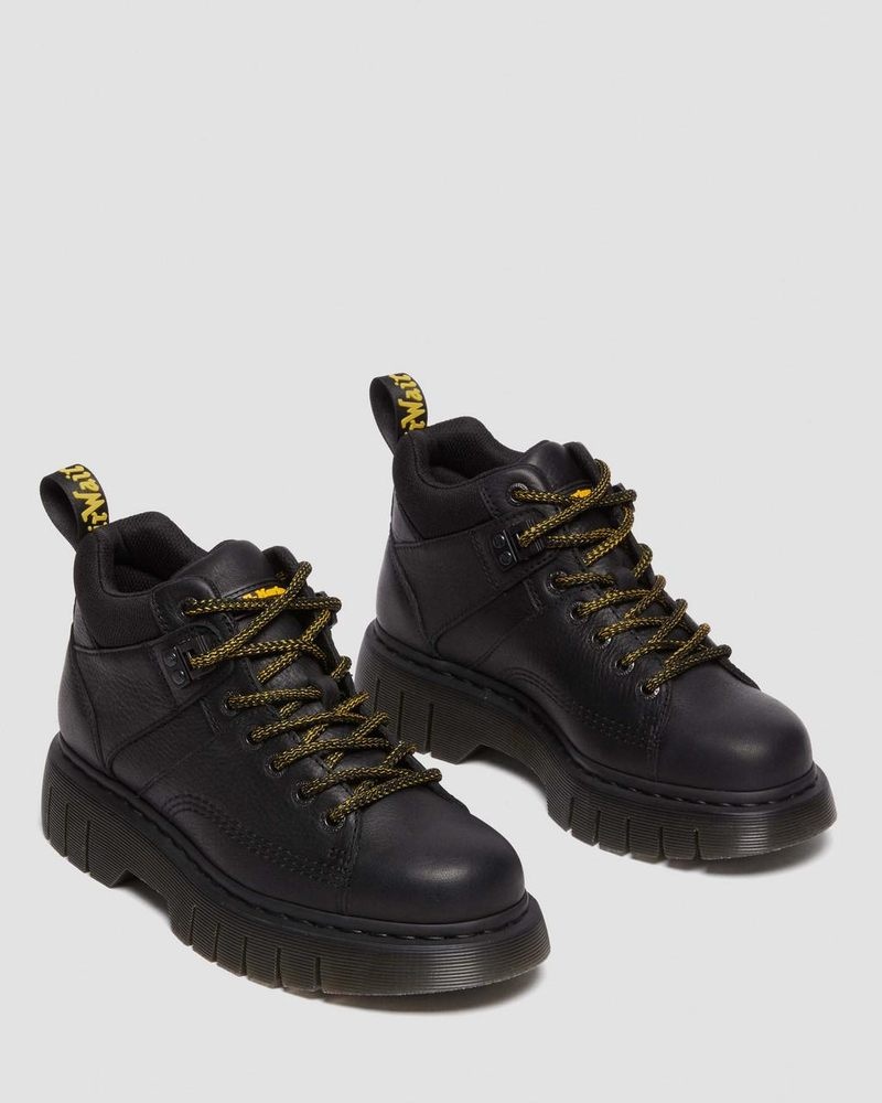 Dr Martin Martens Woodard Grizzly Leather Low Casual Boots (Grizzly) Platforms Boots Black | KG11-P6VW