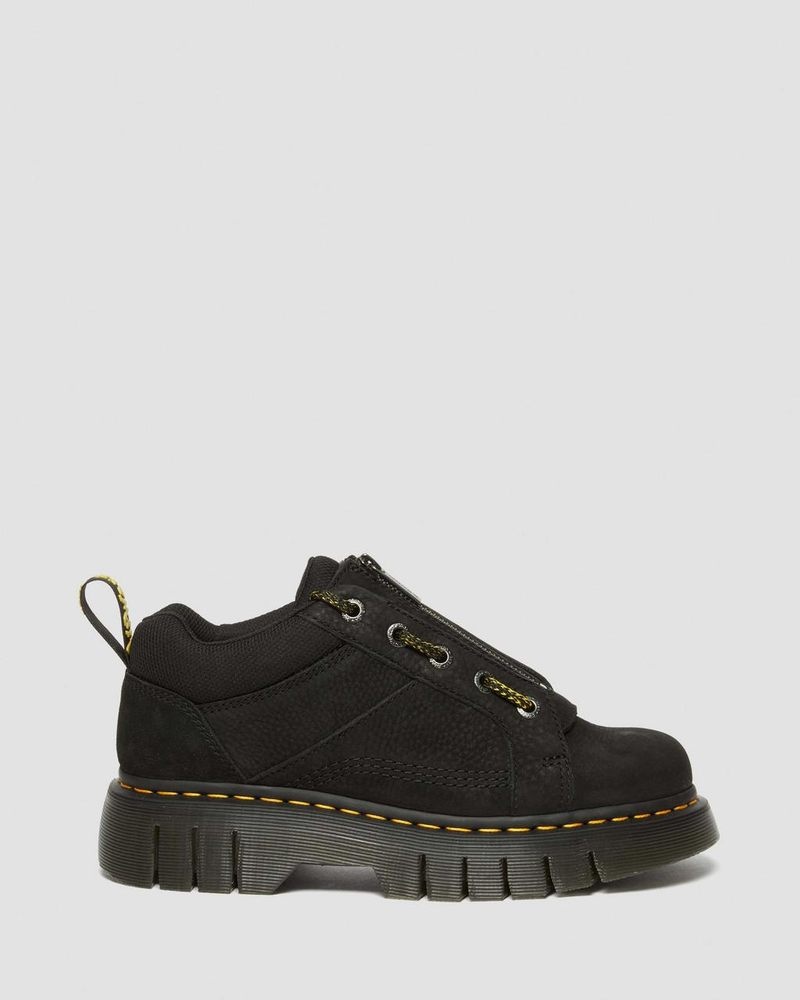 Dr Martin Martens Woodard Tumbled Nubuck Leather Low Casual Boots (Titan) Shoes Black | EO51-Q6MQ