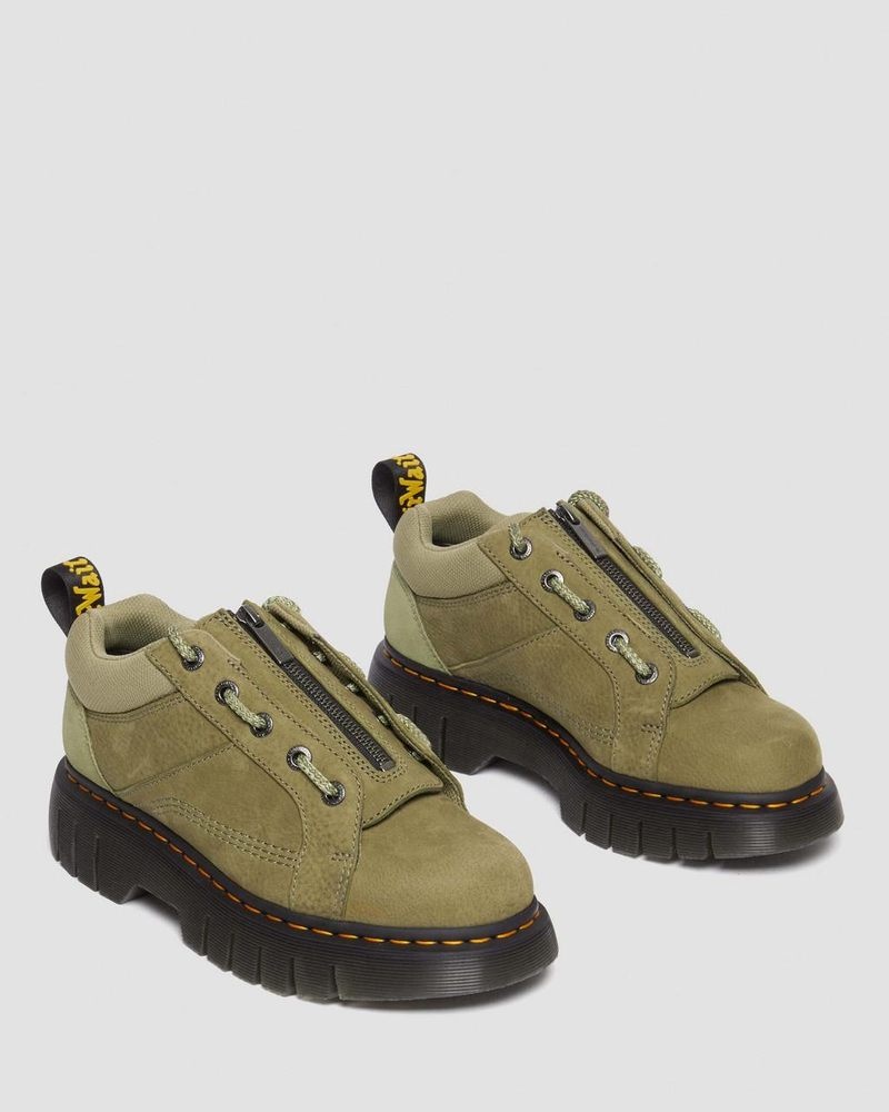 Dr Martin Martens Woodard Tumbled Nubuck Leather Low Casual Boots (Titan) Shoes Muted Olive | IZ06-U3RQ