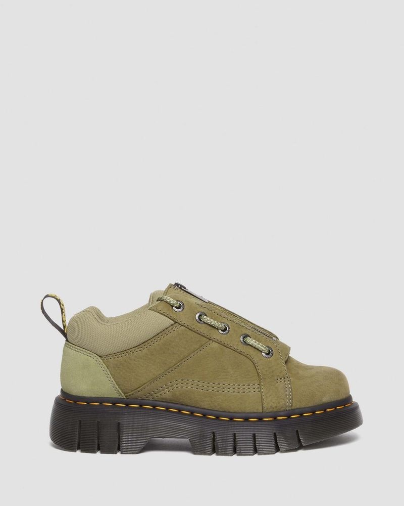 Dr Martin Martens Woodard Tumbled Nubuck Leather Low Casual Boots (Titan) Shoes Muted Olive | IZ06-U3RQ