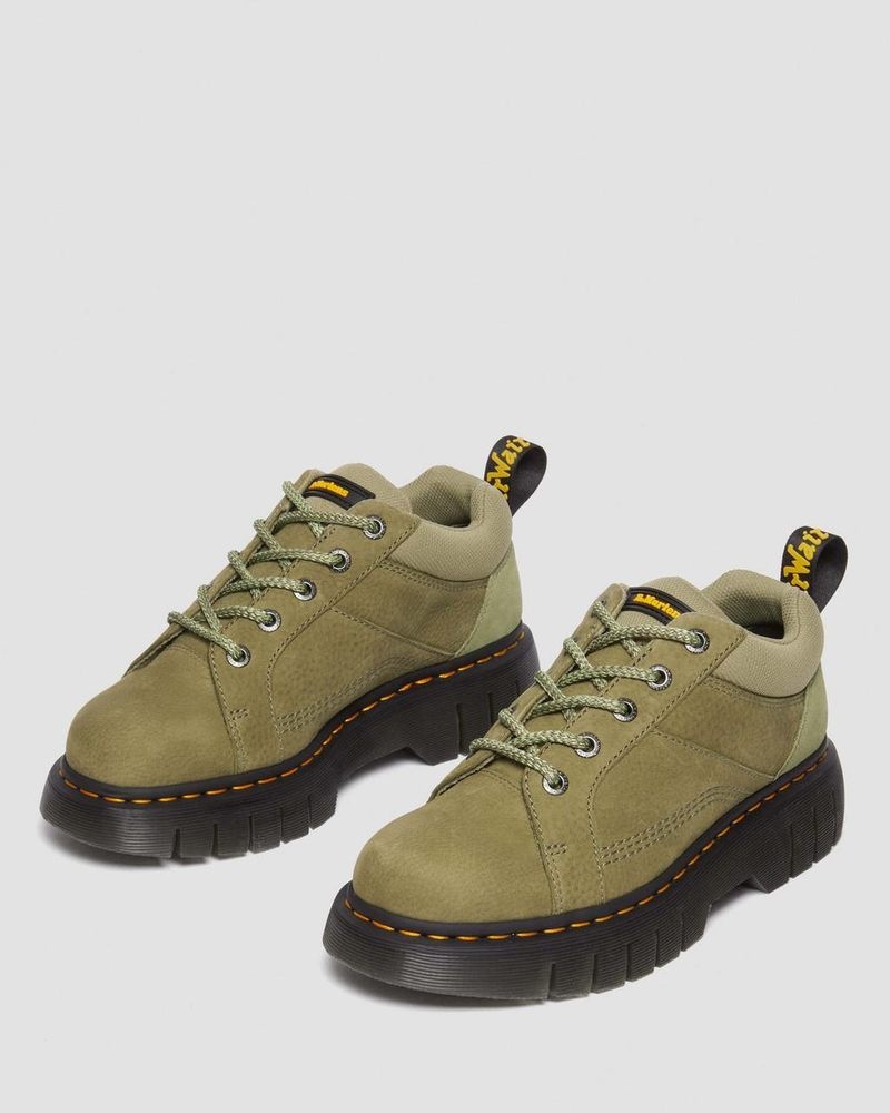 Dr Martin Martens Woodard Tumbled Nubuck Leather Low Casual Boots (Titan) Shoes Muted Olive | IZ06-U3RQ