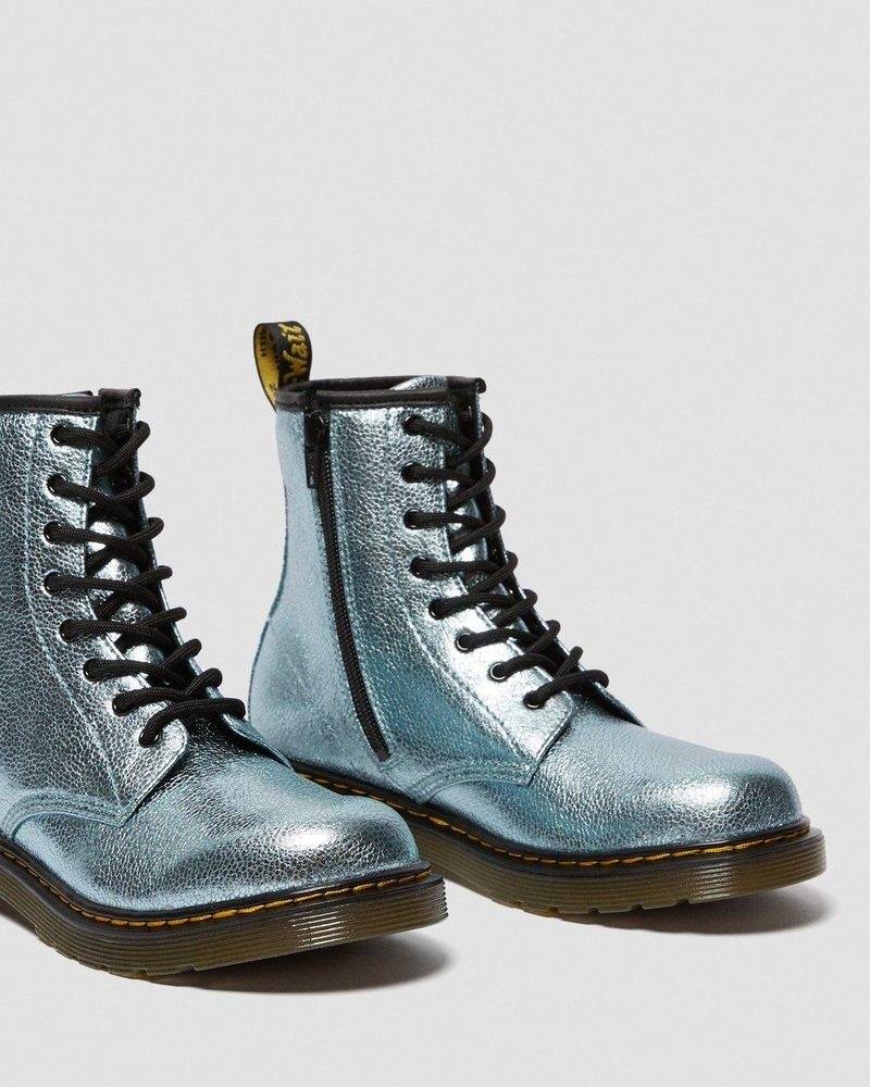 Dr Martin Martens Youth 1460 Crinkle Metallic Lace Up Boots (Disco Crinkle) Boots Teal | XR05-Y8TX