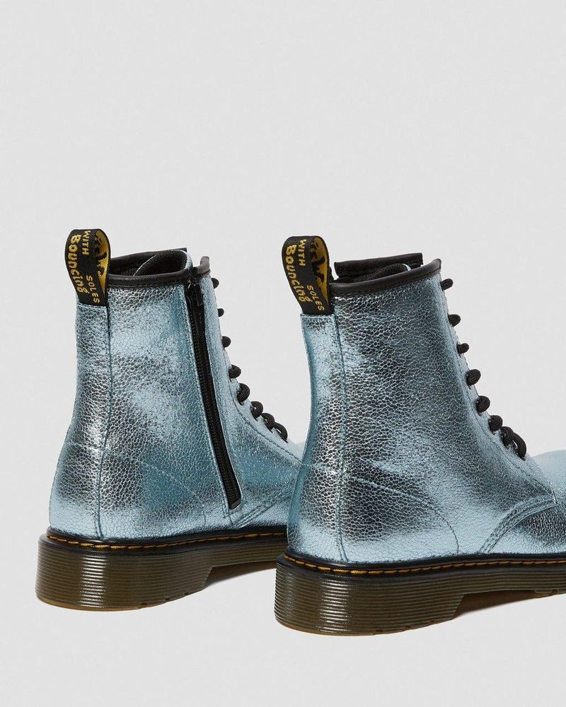 Dr Martin Martens Youth 1460 Crinkle Metallic Lace Up Boots (Disco Crinkle) Boots Teal | XR05-Y8TX