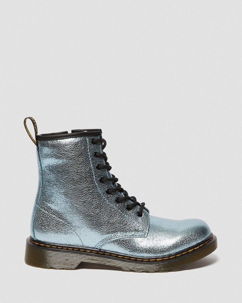 Dr Martin Martens Youth 1460 Crinkle Metallic Lace Up Boots (Disco Crinkle) Boots Teal | XR05-Y8TX