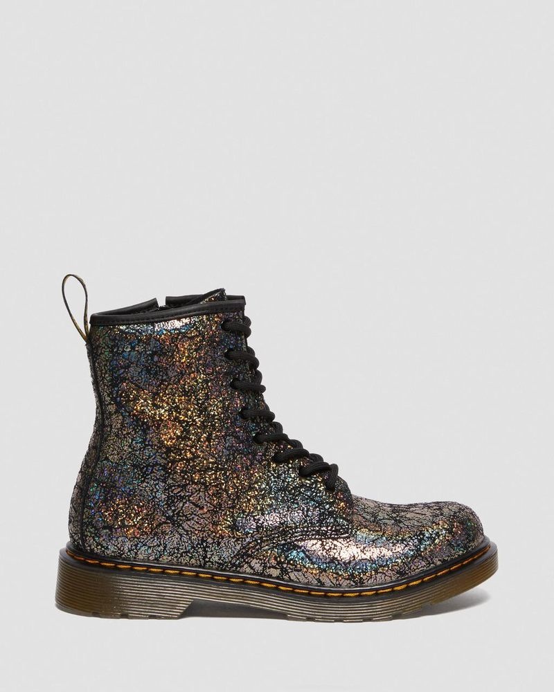 Dr Martin Martens Youth 1460 Crinkle Metallic Lace Up Boots (Disco Crinkle) Shoes Black | RY09-Y1FS