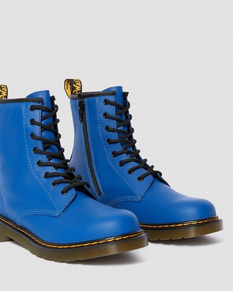 Dr Martin Martens Youth 1460 Leather Lace Up Boots (Romario) Boots Blue | PO36-H1ZD